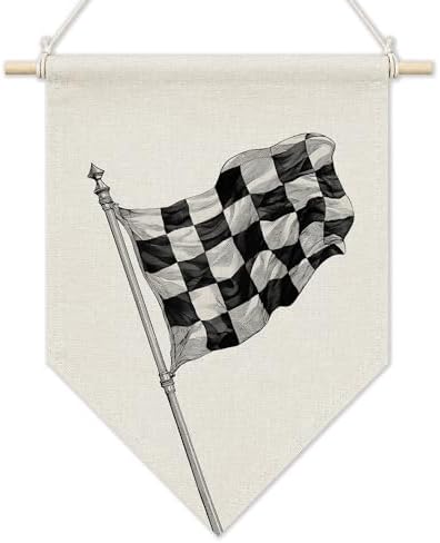 KYTWSFWS Vintage Race Car Boy Nursery Wall Art Pennant Flag, Boys Room Wall by Unknown
