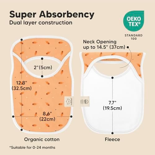 KeaBabies 8-Pack Bibs for Baby Girls, Boys Pullover Baby Bibs 6-36M - Image 3