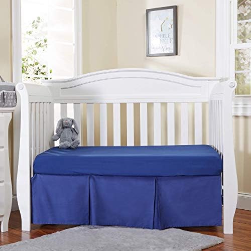 EVERYDAY KIDS Navy Blue Pleated Crib Skirt; 100% Natural Cotton Nursery Crib by EVERYDAYKIDS