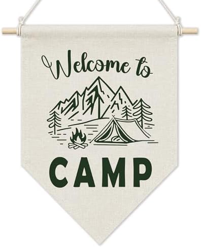 KYTWSFWS Camping Classroom Wall Art Pennant Flag, Retro Green Camping Wall Decor by Unknown