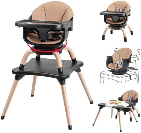 High Chair, 7 in 1 Wooden Baby High Chair by Komcot