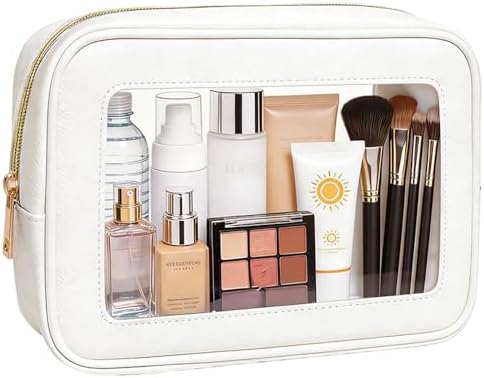 Clear Makeup Bag for Women, Waterproof Travel Clear Makeup Pouch Small Toiletry by FFpaw