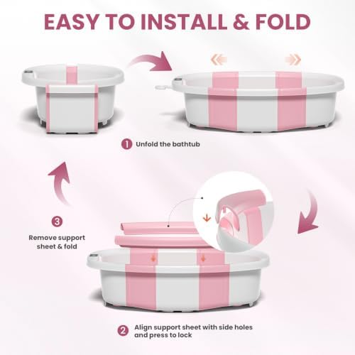 Collapsible Baby Bathtub with Soft Cushion and Thermometer, Newborn to Toddler - Image 6