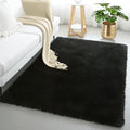 4x6 Black Fluffy Shag Rug for Bedroom, Plush Washable Carpet by KICHOWUA
