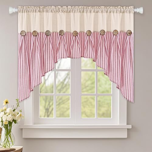 ASPMIZ Farmhouse Cotton Linen Swag Valances by ASPMIZ