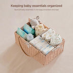 HBlife Large Baby Diaper Caddy Organizer Pink, Paper Rope Storage Baskets - Image 3