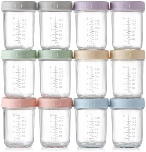 VITEVER 12 Pack Glass Baby Food Storage Containers - 8 oz Baby Food Storage Jars by VITEVER
