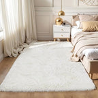 KICHOWUA Cream White Fluffy 9x12 Area Rug Bedroom Living Room Soft Shag - Image 7