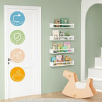 Forbena 24 Inch Wall Bookshelf for Kids Bedroom Set of 4, Large Wood Wall Mount - Image 4