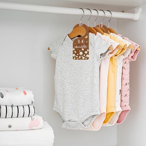 Whaline 8Pcs Daisy Baby Closet Size Dividers Hanging Wooden Baby Closet - Image 6