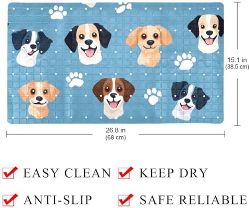 Bathtub Mat Non Slip 26.8x15.1 Inch, Dogs Paws Pattern Shower Mat - Image 4