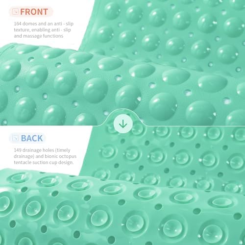 Anti-Slip Bathtub Shower Mat 21×21 Inch Turquoise Green - Image 2