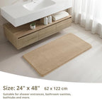 Polyester Bathroom Rug 24"x48" Light Brown, Non-Slip Soft Bath Mat - Image 2