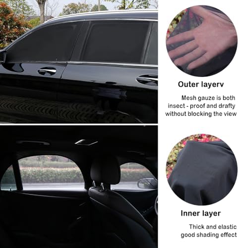 4PCS Car Window Shades with Zipper, Breathable Car Window Cover Baby Window - Image 3