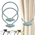 Hion Magnetic Curtain Tiebacks Blue 2pcs, Curtain Holdbacks Hooks Holders by Hion