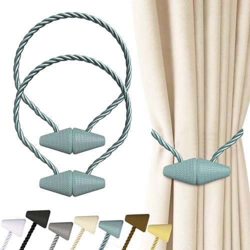 Hion Magnetic Curtain Tiebacks Blue 2pcs, Curtain Holdbacks Hooks Holders by Hion
