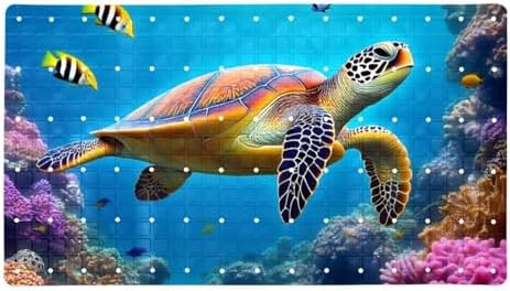 Bathtub Mat Non Slip 26.8x15.1In, Sea Turtle Corals Bath Mat by Anna+Cowper