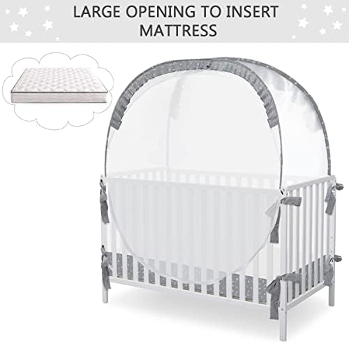 L RUNNZER Pop Up Baby Crib Tent, Crib Net Canopy to Keep Baby in, Crib Mosquito - Image 3