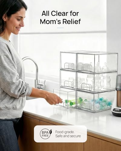 Vtopmart 6 Pack Small Clear Stackable Storage Drawers - Image 5