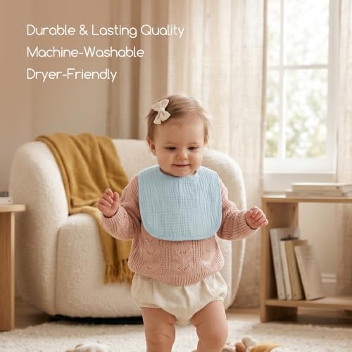 6-Pack Muslin Baby Bibs for Drooling & Teething, Absorbent Bib - Image 6