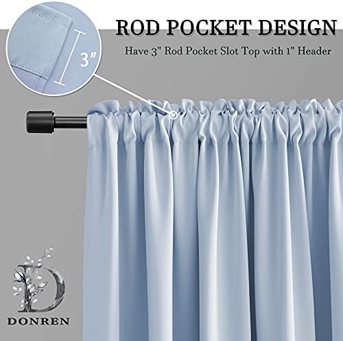 DONREN Light Blue Cerulean Window Curtain Valances - Image 3