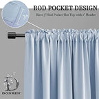 DONREN Light Blue Cerulean Window Curtain Valances - Image 3