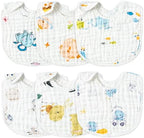 Zainpe 6Pcs Snap Muslin Cotton Baby Bibs Elephant Whale Rabbit Pattern Feeding by Zainpe