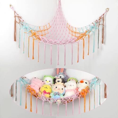 Stuffed Animal Hammock Corner, Hand-knitted Large Plushie Net Toy Hammock by yelienm
