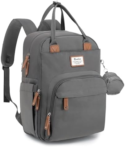 RUVALINO Diaper Bag Backpack, Large Capacity, Waterproof and Stylish, Iron Gray by RUVALINO