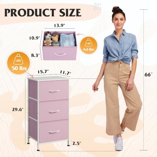 WLIVE Small Dresser Nightstand for Bedroom, 3 Drawers - Image 3