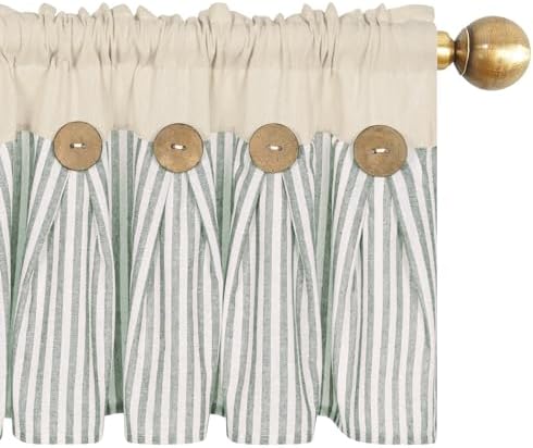ASPMIZ Cotton Linen Kitchen Valance Curtains, Boho Rustic Button Linen Valances - Image 3