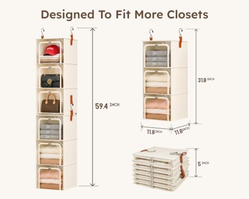 Homsorout 6-Tier Modular Hanging Closet Organizer Shelves - Image 3