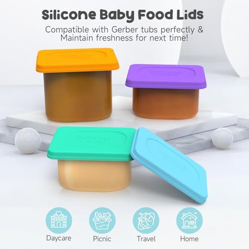MORLIKE LIVING Baby Food Storage Covers Fit Gerber Tubs, 4 Pack - Image 2