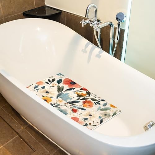 Bathtub Mat Non Slip 26.8x15.1In, Florals Design Bath Mat - Image 5