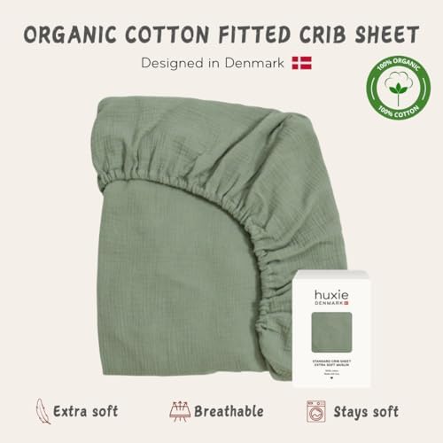 Crib Sheets, 100% Organic Cotton Muslin, Fitted 28"x52" Standard - Image 5