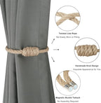 BEL AVENIR Magnetic Jute Curtain Tiebacks 2 Pack Hand-Woven Curtain Ties - Image 4
