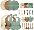 24 PCS Silicone Baby Feeding Set, Baby Led Weaning Supplies Includes Suction by JELLDJKSiliconeBabyFeeding