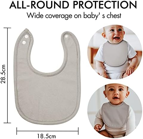 10 Pack Cotton Snap Bibs for Baby Boy Girl, Super Soft Drool Bibs for Teething - Image 6