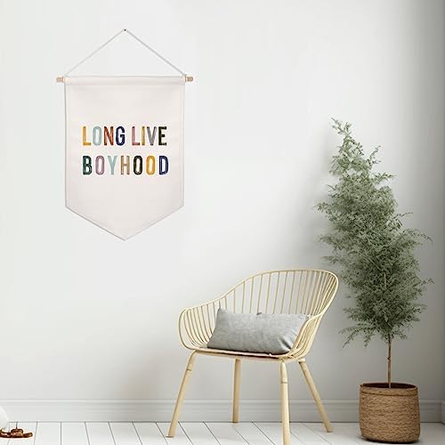 Long Live Boyhood Linen Cotton Blend Wall Art Banner, Natural Fabric Composition - Image 3