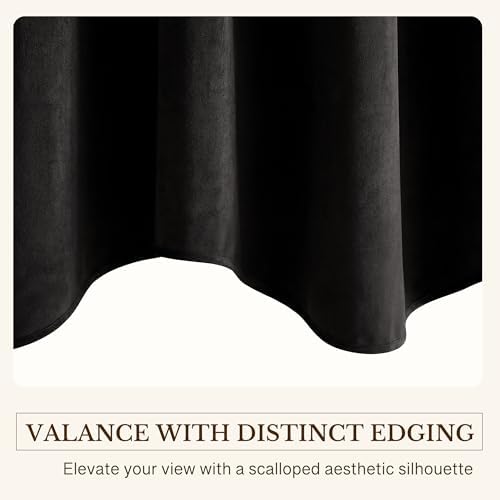 StangH Halloween Decor Black Velvet Window Valance, 52x18 Inch, 4-Panel Set - Image 5