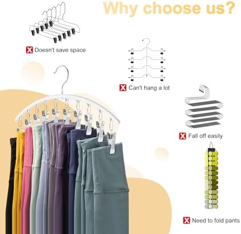 Legging Organizer for Closet, Metal Yoga Pants Hanger w/Rubber Coated 1 Pack - Image 2