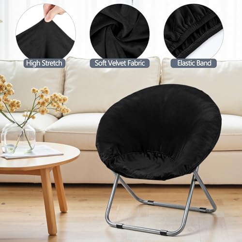 Velvet Stretch Saucer Chair Cover, Round Moon Chair Cover - Image 4