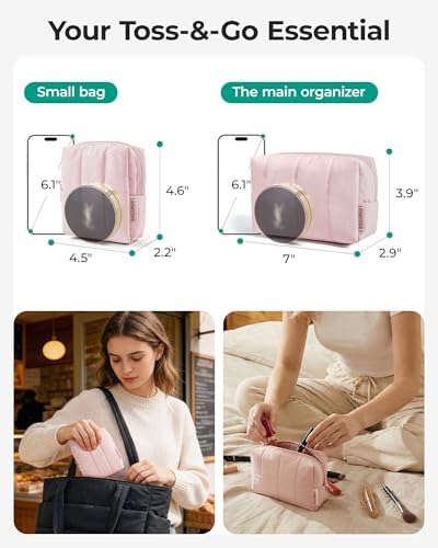 BAGSMART Puffy Padded Travel Makeup Bag Duo Large & Small - Image 3