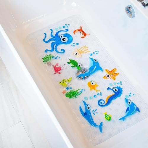 BEEHOMEE Kids Bath Mat for Tub, Non-Slip Toddler Bathtub Mat by BEEHOMEE