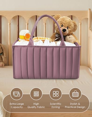 SWEET DOLPHIN 2-Pack Baby Diaper Caddy Organizers, Stylish Storage Baskets - Image 4