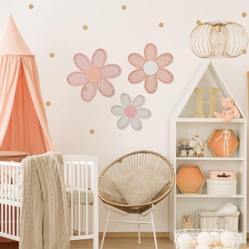 Maitys 3 Pcs Boho Daisy Flower Wall Decor Nursery Art, Rustic Color - Image 4