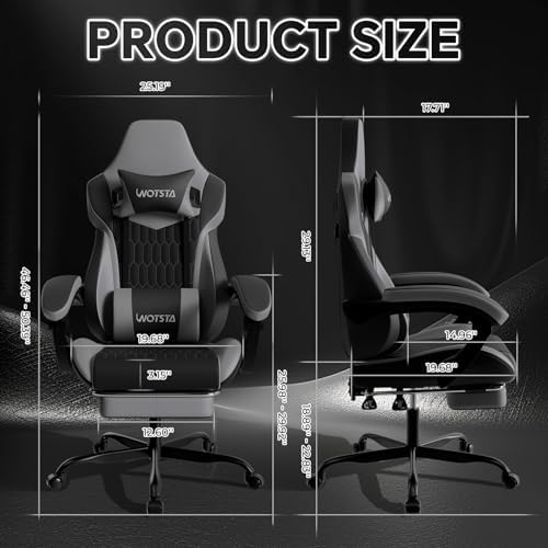 Gaming Chair with Footrest, High Back Gaming Chairs PVC Leather Ergonomic Gamer - Image 3