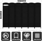 6 Panel Folding Room Divider, Woven Privacy Screen - Image 3
