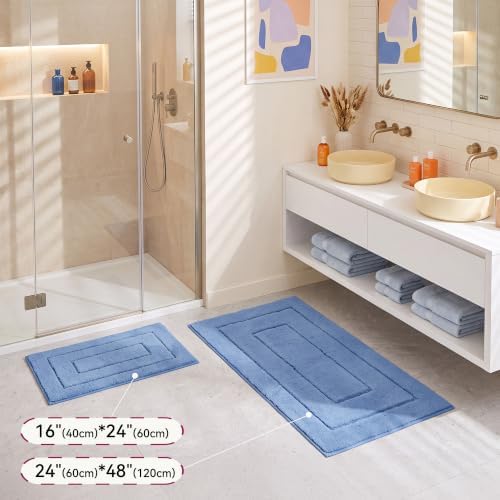 GRANNY SAYS Blue Bathroom Runner Rug 24" x 48", Soft Microfiber Bath Mat - Image 4