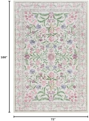 Lahome 6x9 Purple Rugs for Bedroom, Boho Botanical Nursery Dorm Rug - Image 2